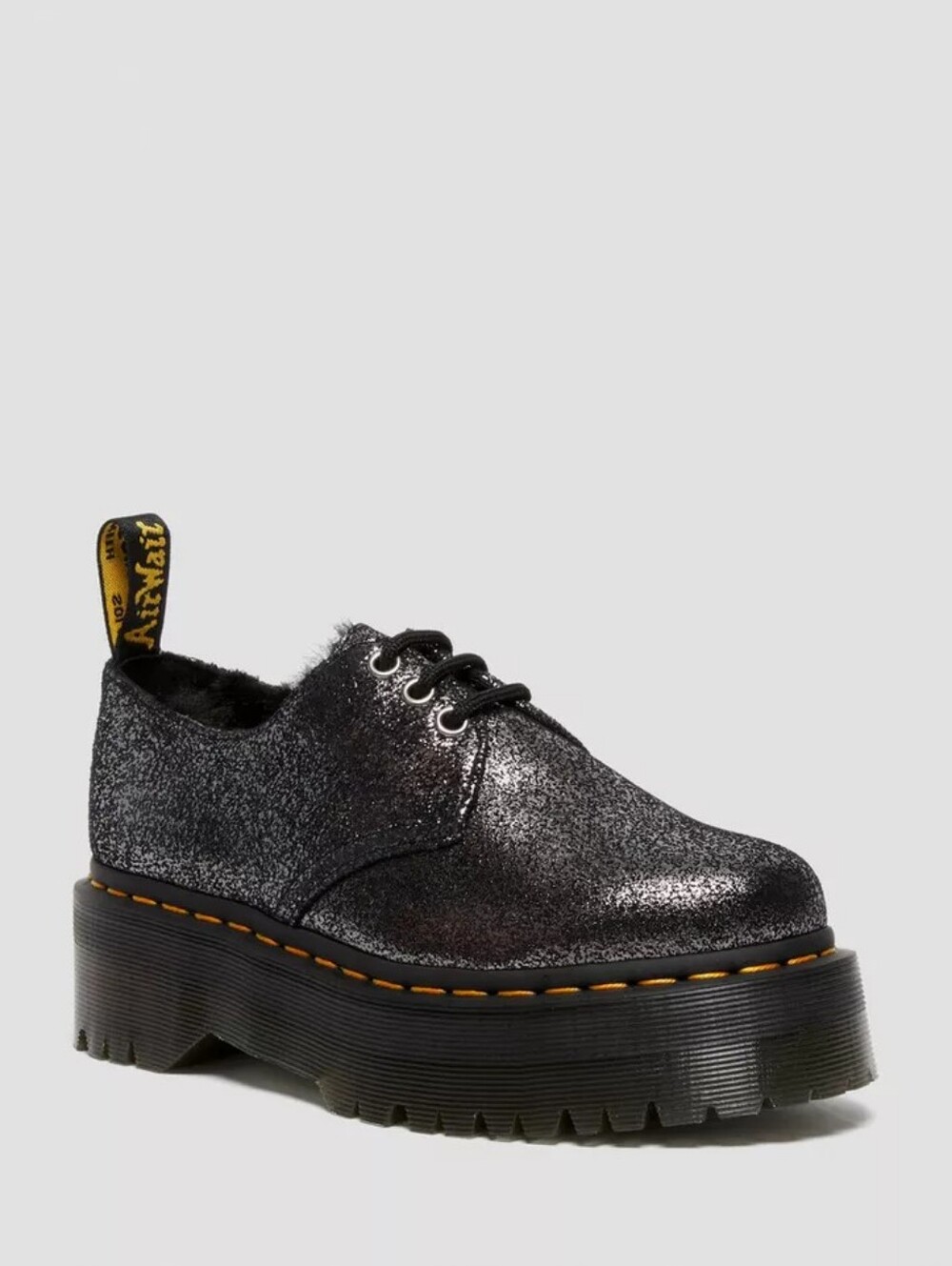 Dr. Martens Black Glitter Platform Lace-Up Derby